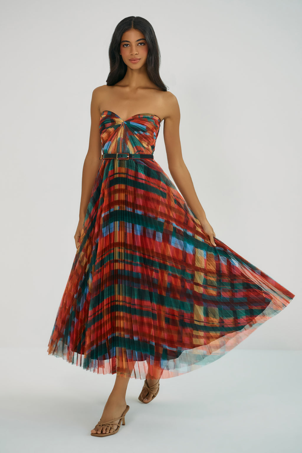 Hutch Women's Meadow Strapless Pleated Gown - Red