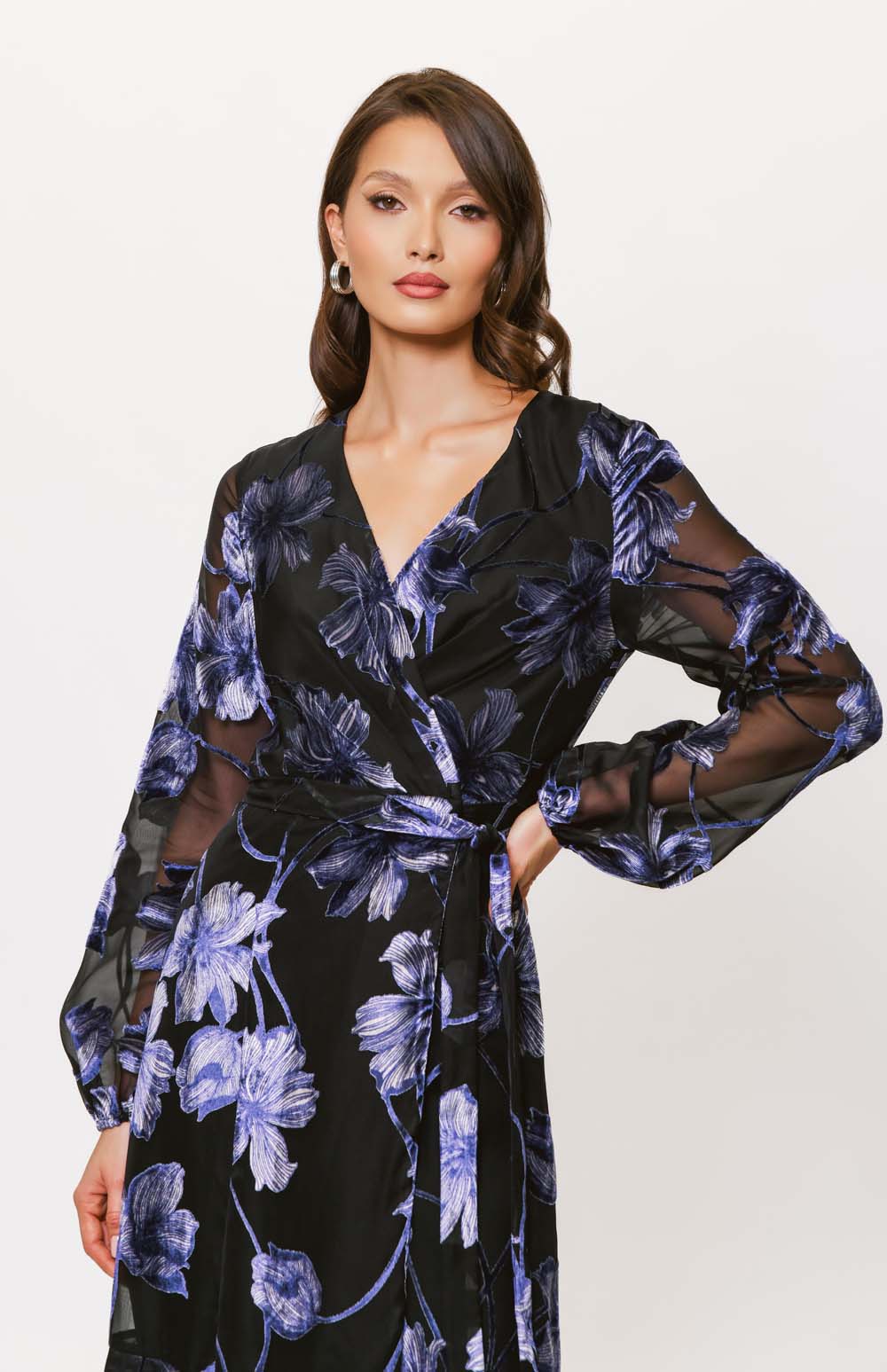 hutch long sleeve v neck maxi dress Hutch Long-Sleeve V-Neck Wrap Maxi Dress