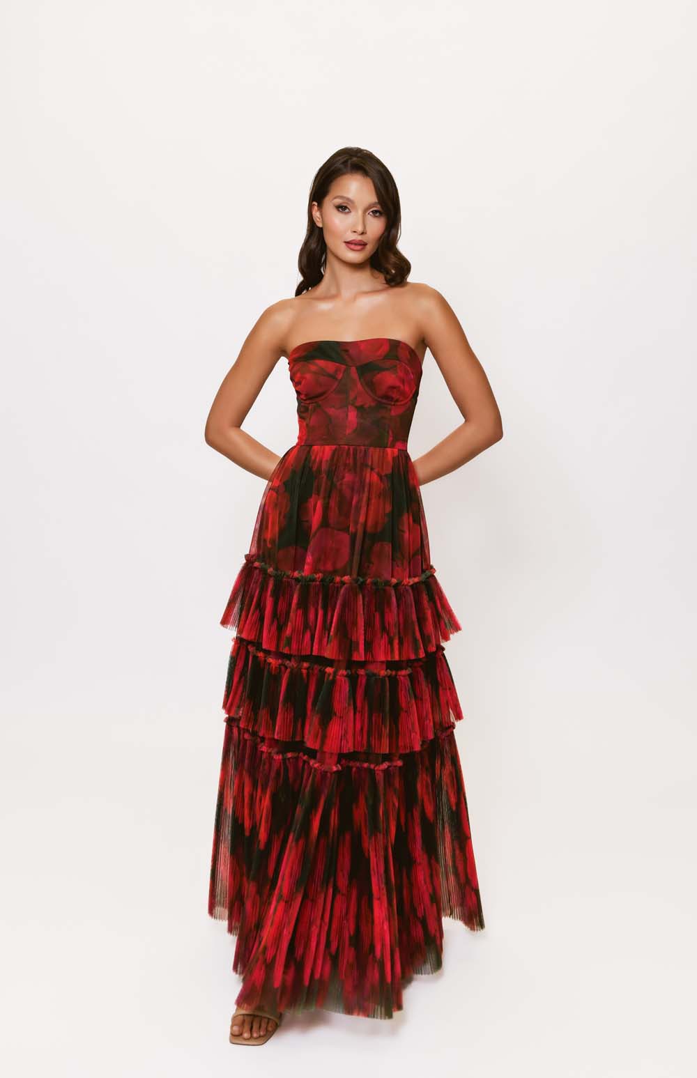 hutch strapless tiered maxi dress Tiered Strapless Maxi Dress