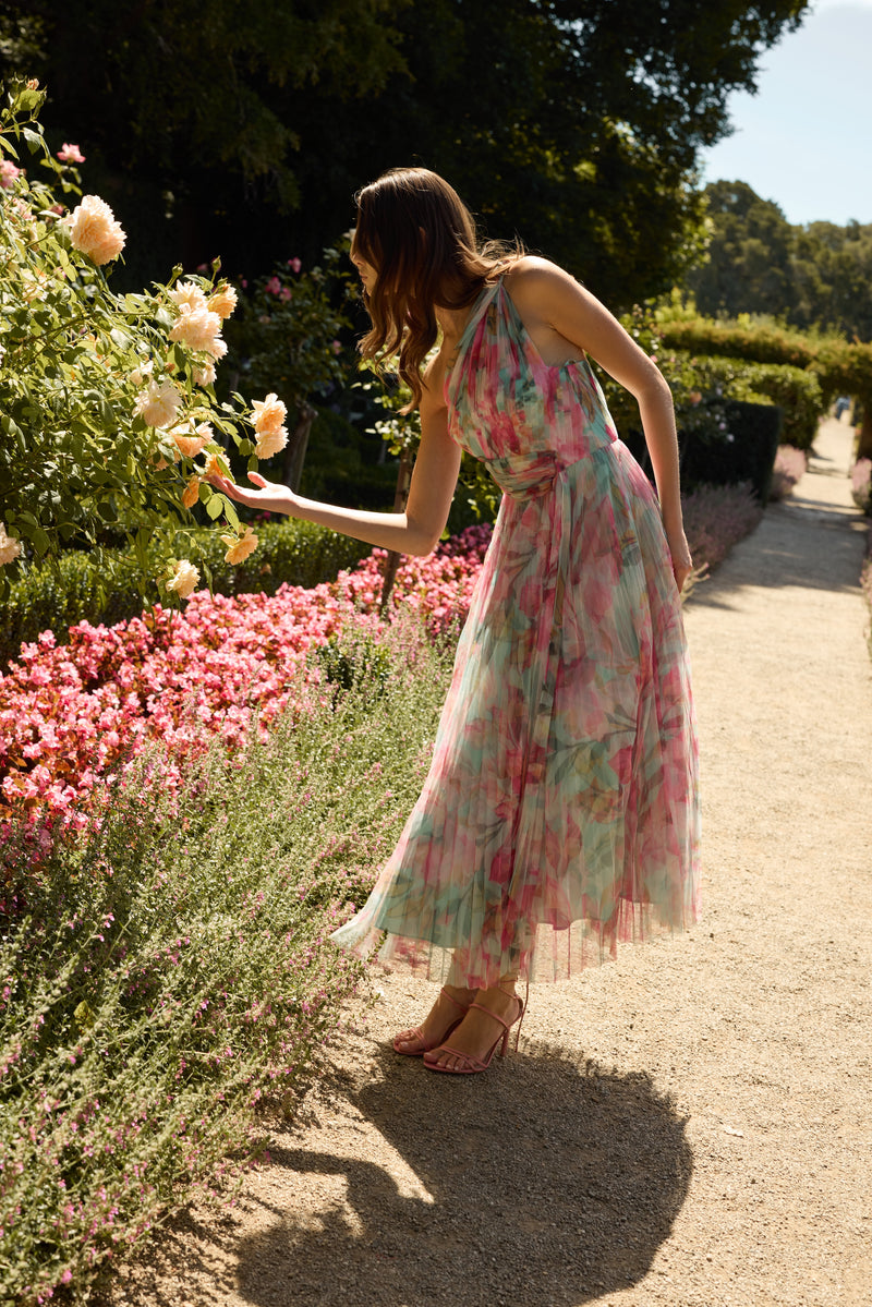 hutch dress philippa Multi-Colored Brocade Floral Mini Watercolor Vining Daffodils Approximately Posteddate-23012020 Colour:Rose gold