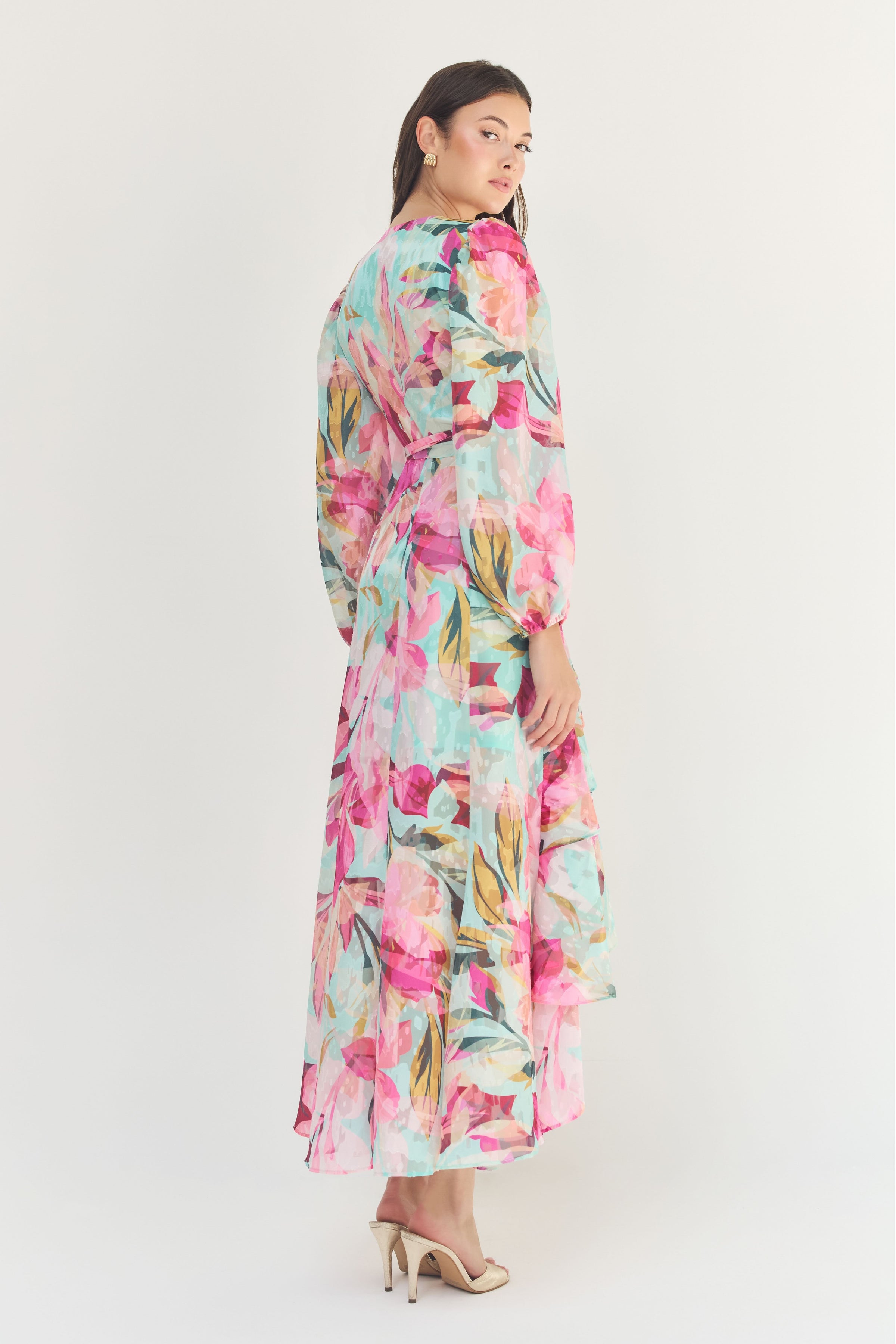 hutch long-sleeve off-the-shoulder pleated maxi dress Hutch Long-Sleeve Off-The-Shoulder Pleated Maxi Dress