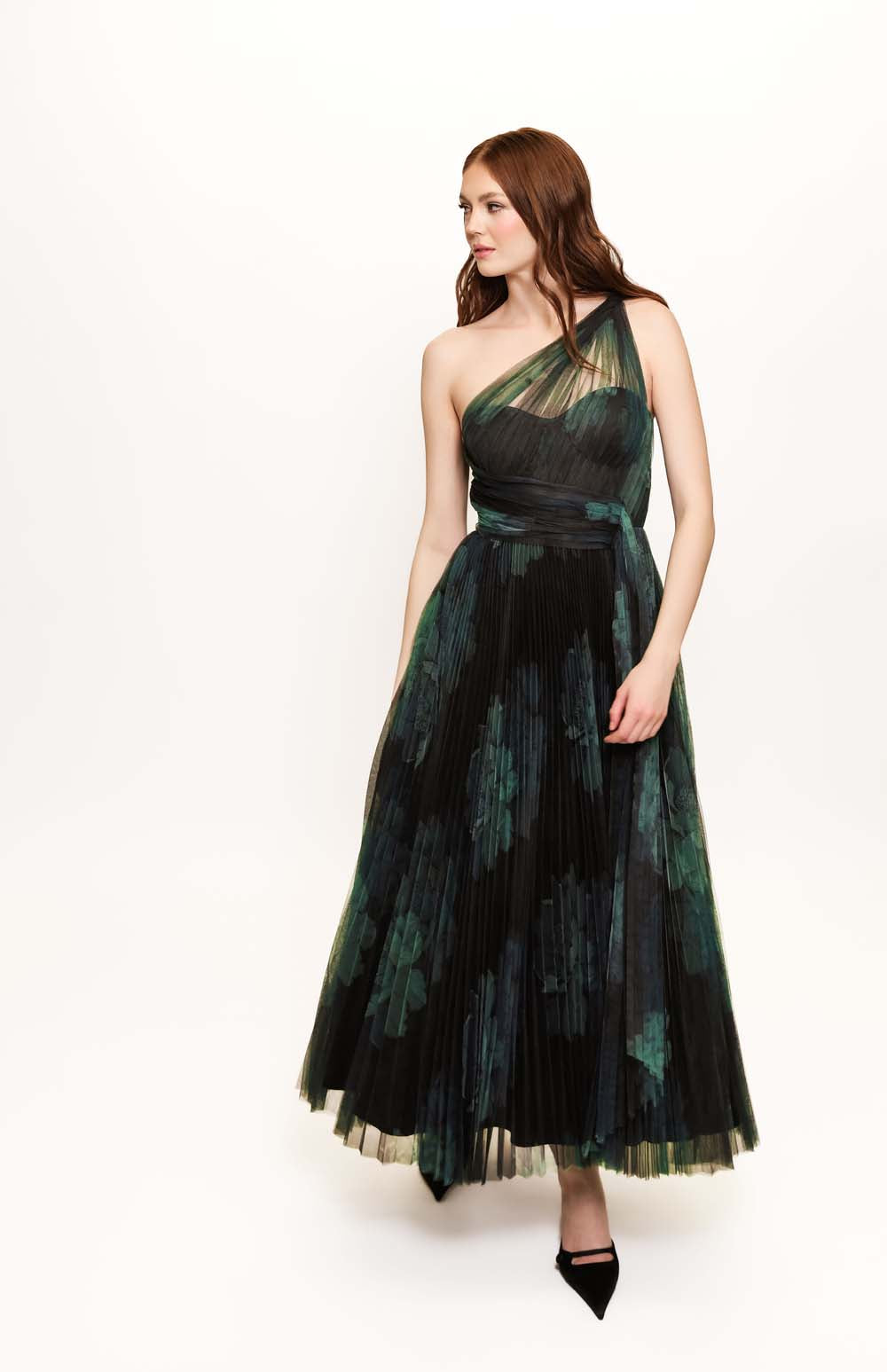 Hutch Women's Philippa One Shoulder Tulle Gown - Green - Size 10