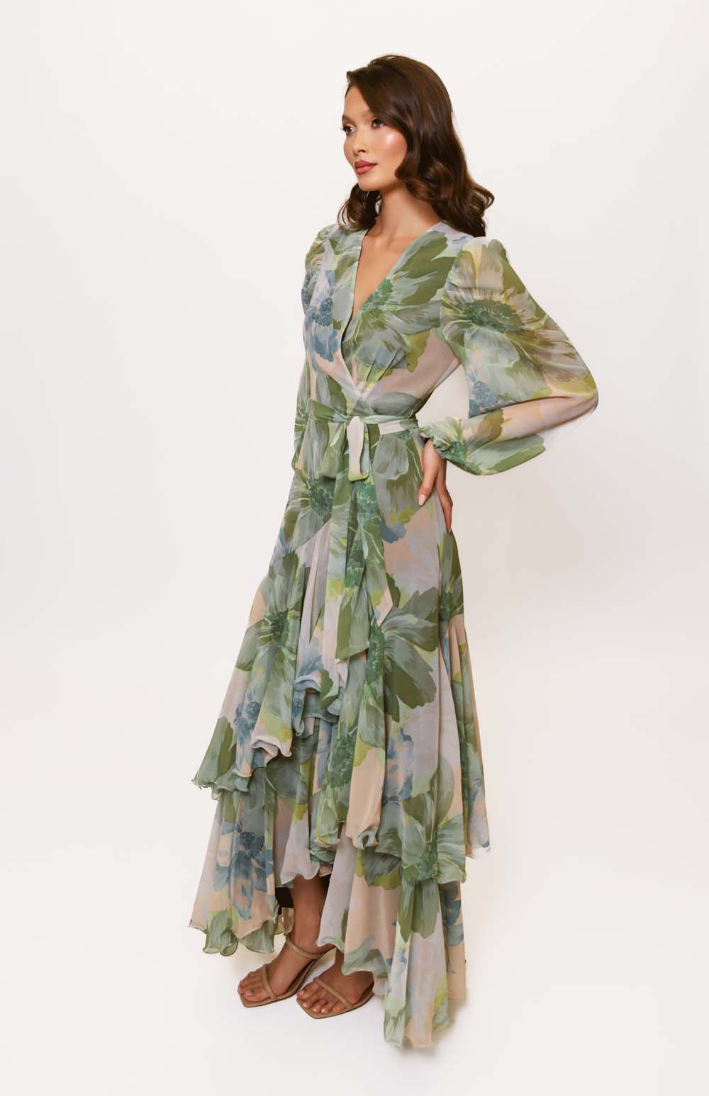 hutch long sleeve v neck wrap maxi dress Armoire