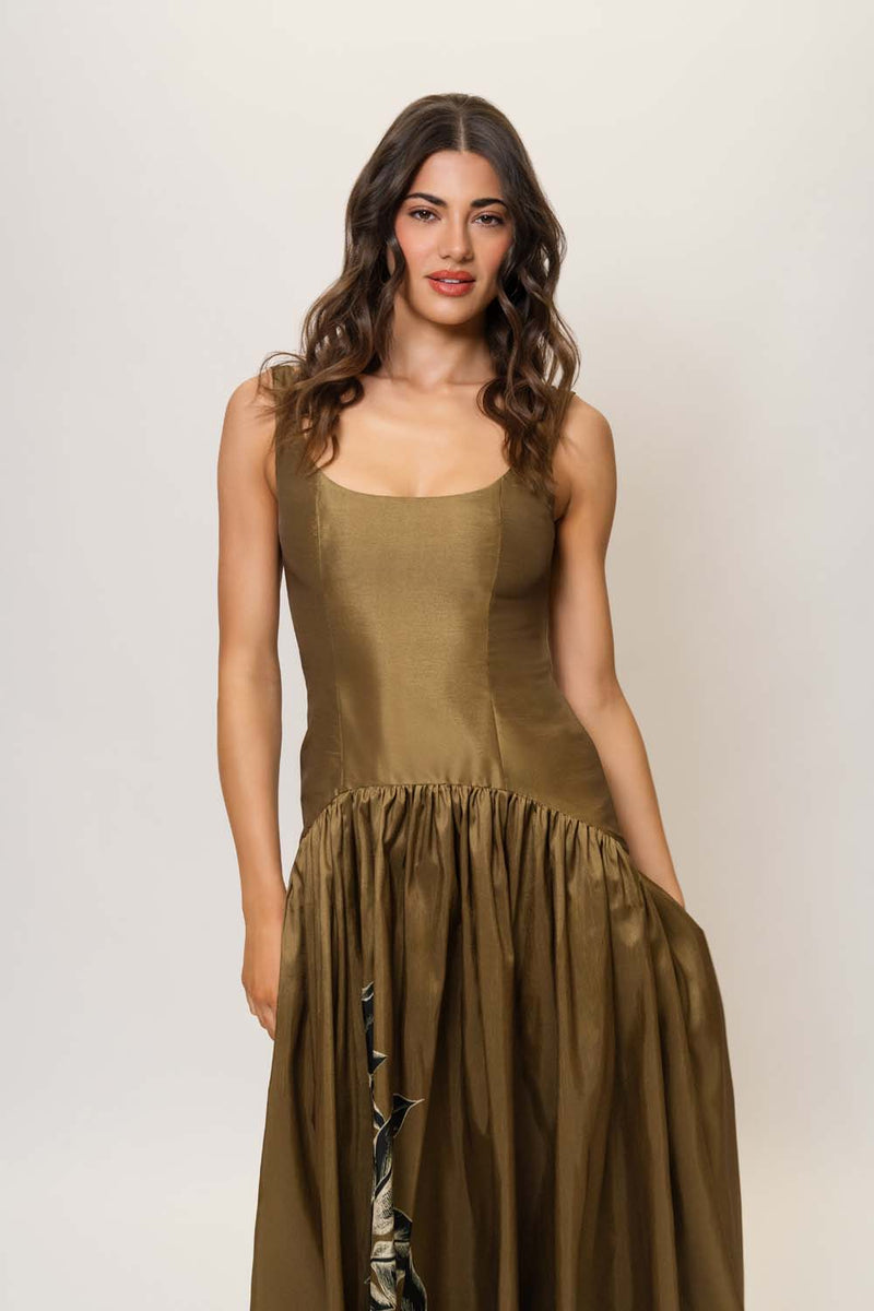 ridge dress Olive Placement Black Inverted Sketch Fl / 0