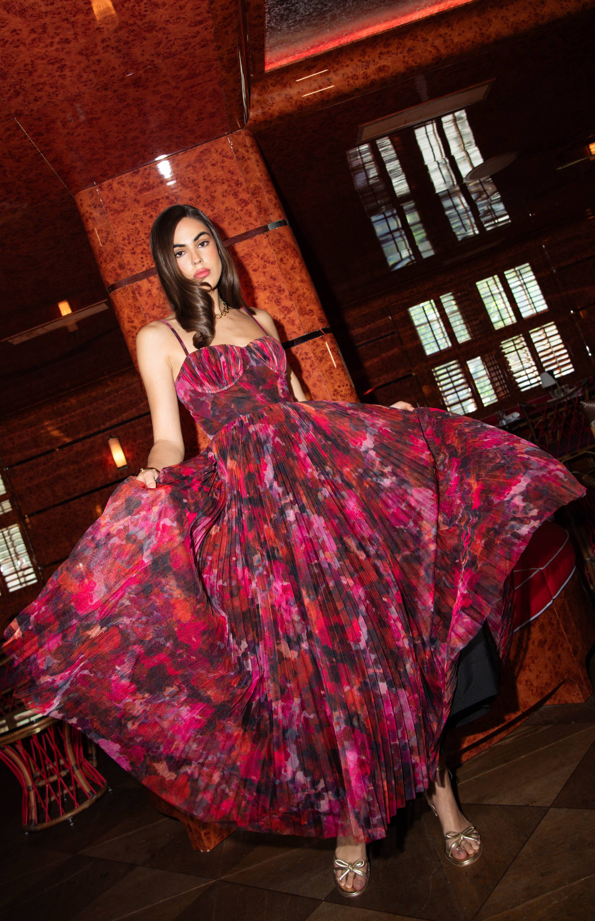 hutch amara midi dress Hutch Amara Corset Pleated Tulle Fit & Flare Midi Dress