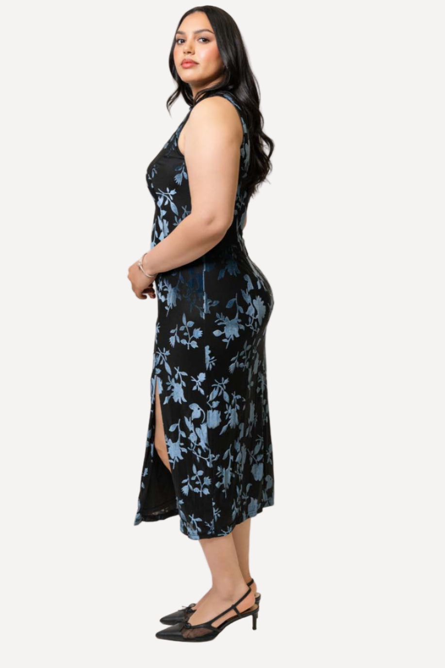 hutch floral burnout velvet midi dress Anthropologie Hutch Velvet Burnout Midi Dress Size S