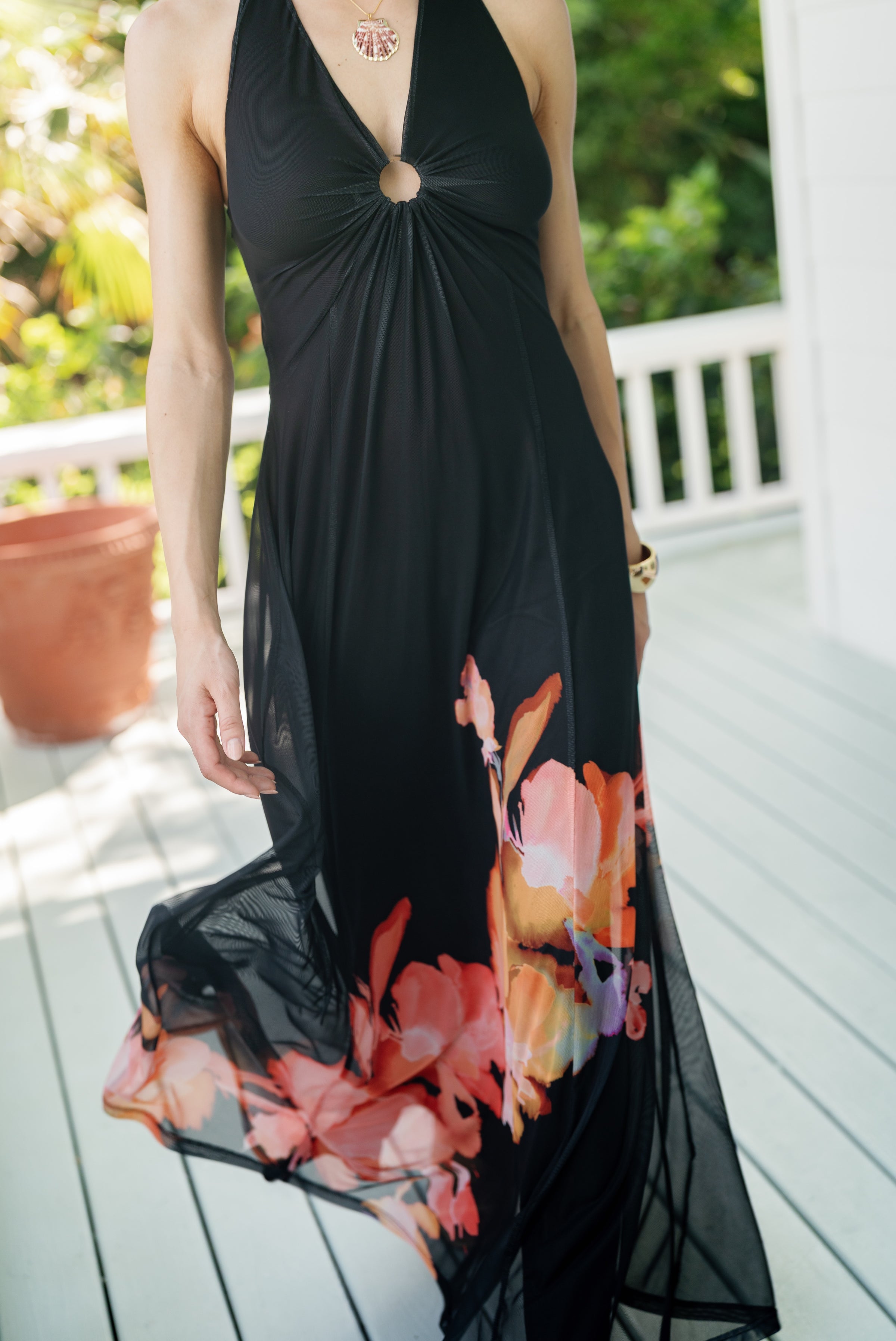 hutch mesh printed maxi dress Hutch Jadey Floral Mesh Maxi Dress at Von Maur